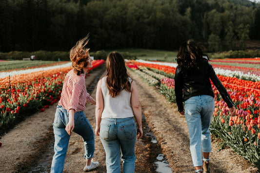 three women walking